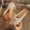 Plus Size 45 Summer Women's Shoes  Flower Hollow Wedge Heel Open Toe Sandals Female Fashion Casual Non-slip Outdoor Slippers