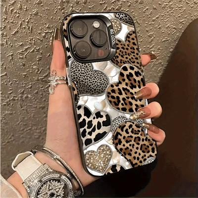 Kreative Handyhülle mit Leopardenmuster für 16 15 14 13 12 11 Pro Max iPhone 17 Air 16E Anti-Fingerabdruck Anti-Schock Rückseite