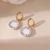 Dripping Oil Ceramic Ear Buckle Stainless Steel Gold Enamel Hoop Earrings  Party