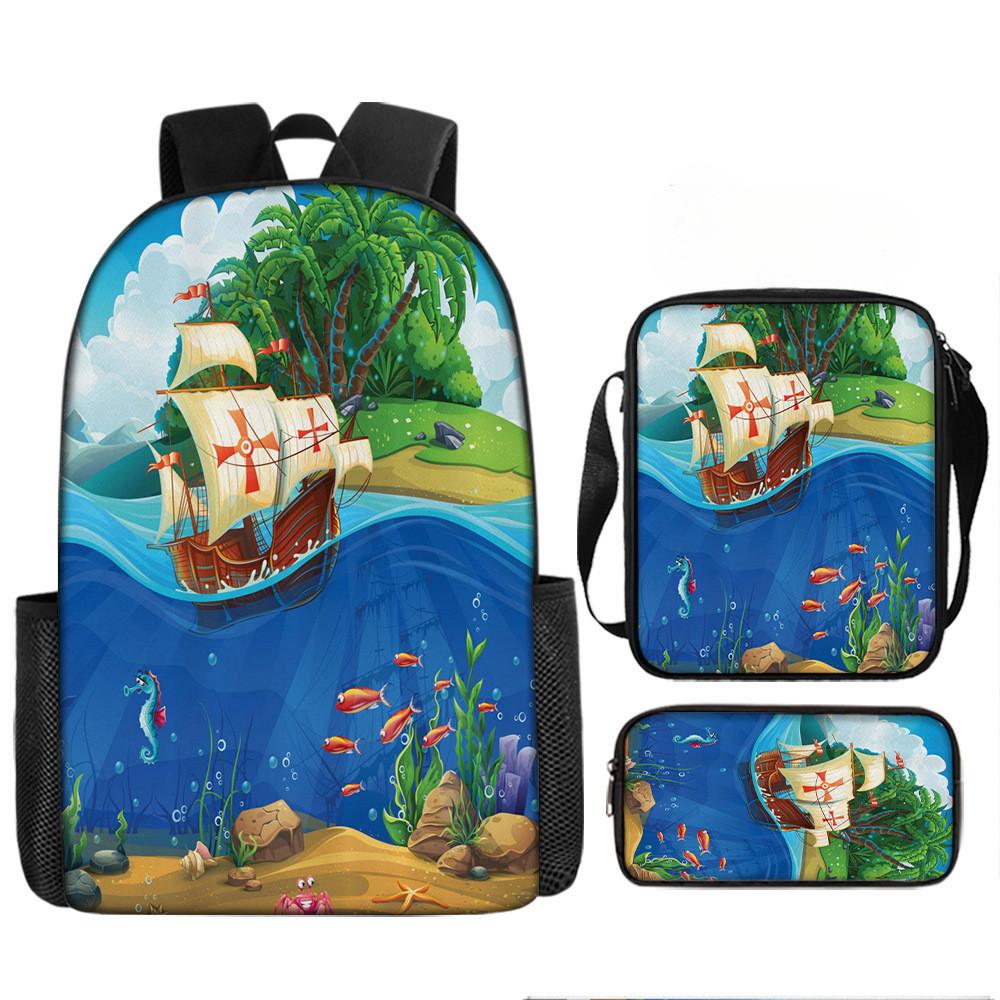 Disney Stitch School Backpack Oxford Cloth Lightweight Breathable Bookbag For Kids