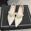 Fashion Shoes on Heels 2025 Fashion New Women's Pointed Toe Elegant Autumn Pearl Decorateion Casual Female Sneakers Shallow Mouth Flats