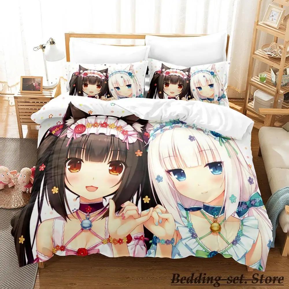 Brandneues NEKOPARA OVA Bettwäsche-Set Einzelbettgröße Größe Einzelbettgröße Doppelbettgröße Queen-Size King-Size Größe Bett-Set Schlafzimmer für Erwachsene und Kinder Bettbezug-Sets Anime parure de