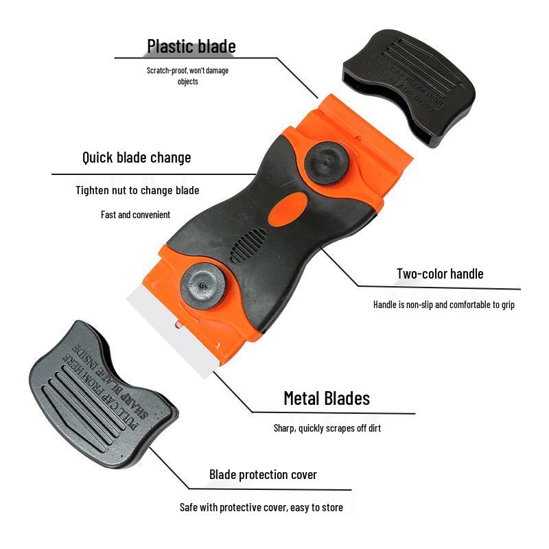 Dual-Use Glue Remover & Scraper Tool for Car Film and Glass Cleaning