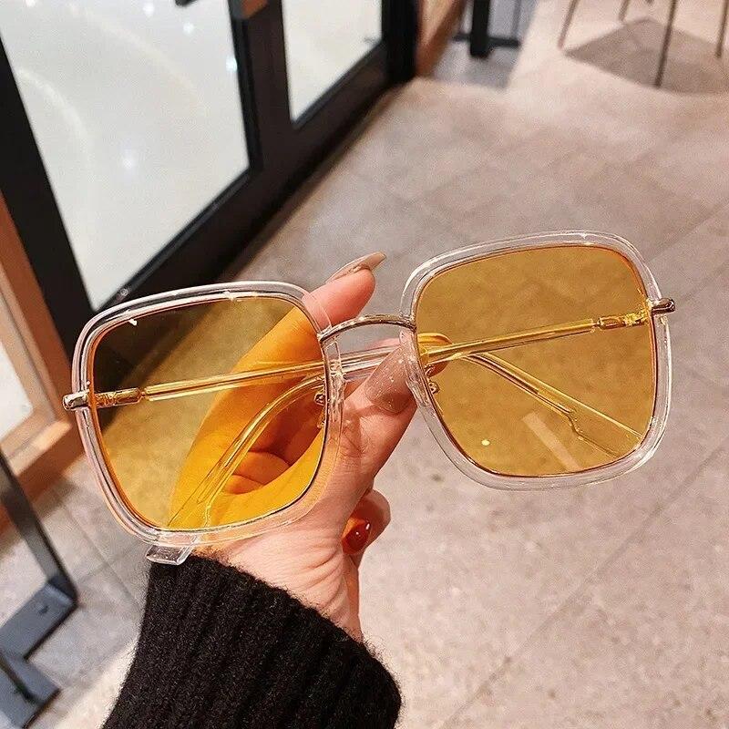 Ochelari de soare pătrați cu gradient pentru femei Ochelari de soare vintage supradimensionați pentru bărbați Ochelari colorați la modă de designer de marcă în aer liber UV400