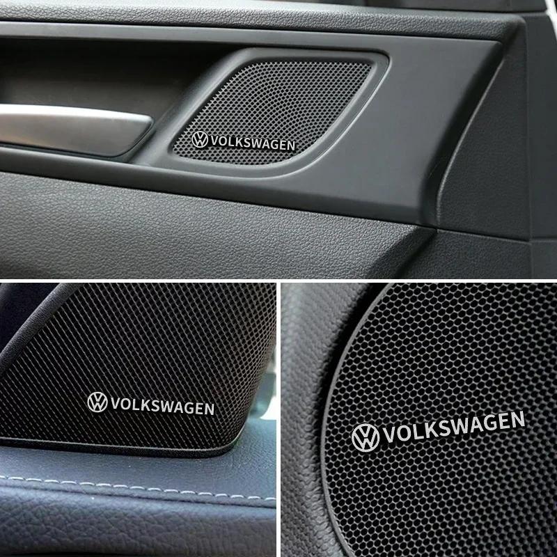 Hijk1 ·4pcs 3D Aluminum Speaker Stereo Speaker Badge Emblem Sticker for VW Volkswagen Golf Polo Passat Touran Accessories