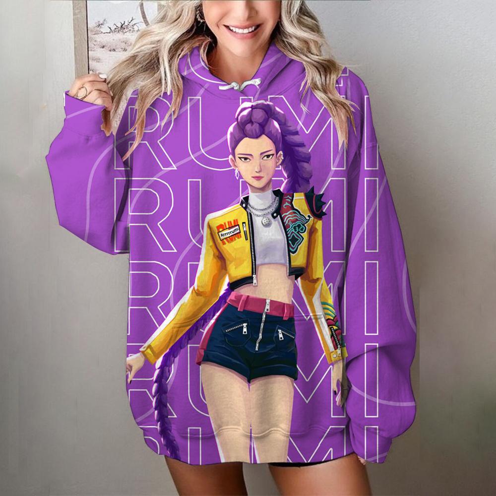 Women's Hoodie KPop Demon Hunters Sweatshirt Hood Casual Personalized Street Wear Vacation Wearing