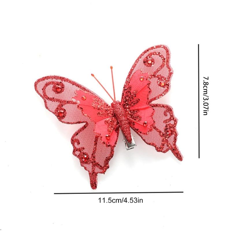 Set of 3 Elegant Butterfly Christmas Ornament Festival Butterfly Hanging Ornament for Christmas Tree Decoration
