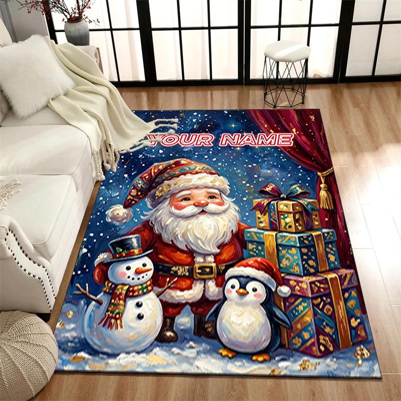 1PC Custom Name Christmas Magic Night Theme Floor Mat Ideal for Living Room, Game Rooms, Office, Bedroom,Floor Mat Playful Design