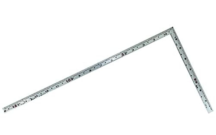 Shinwa Sokutei with Inner Crane and Turtle Scale on the Back with Red 10332 Carpenter's Square, Silver, 1.5 Shaku, Design, Numbers,