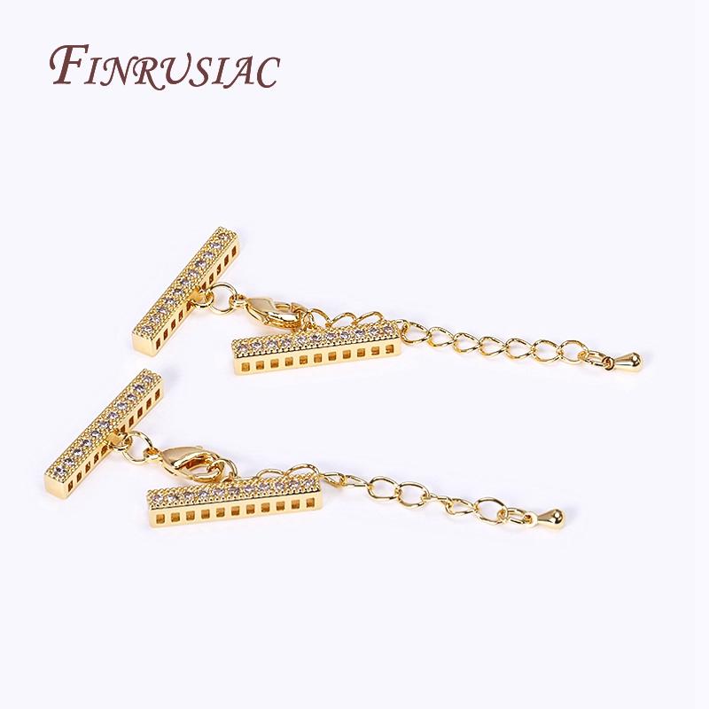 DIY Multi-Strand Beading Jewelry Making Supplies,18K Gold Plated Lobster Clasp Extension Chain With Cuboid Separator Spacer Bars