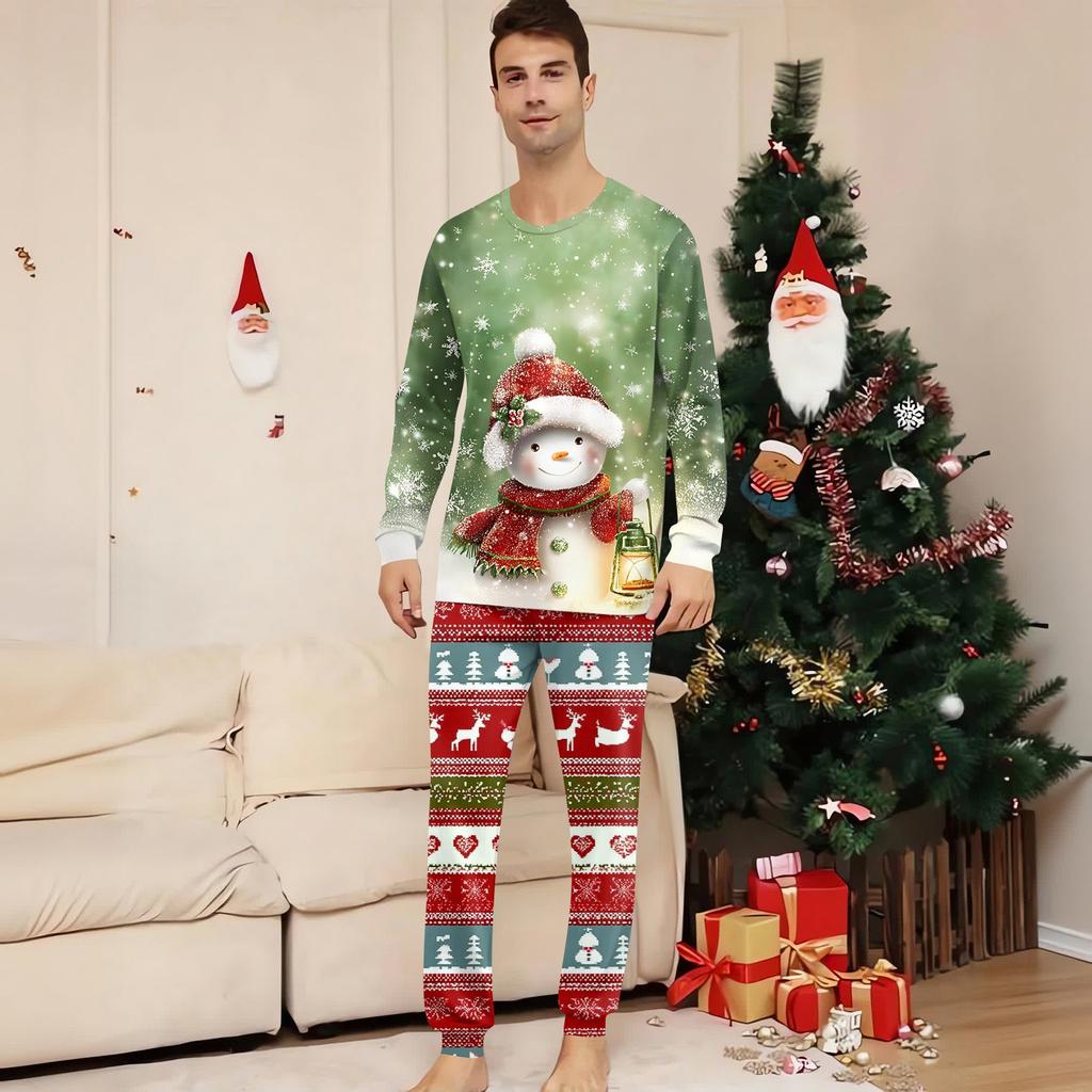 Family Matching Print Sets Pajamas Loungewear Outfits Family Matching Long Sleeve Tops+Pants Set