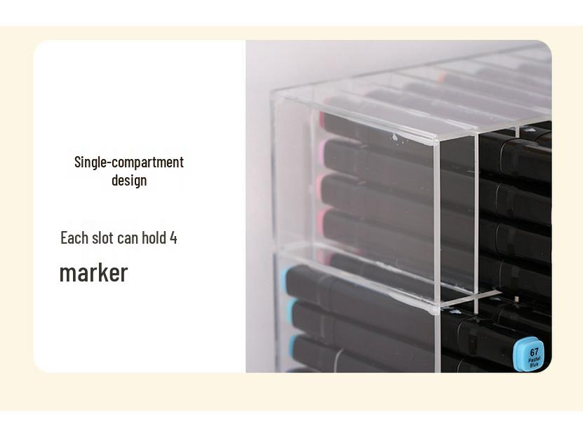 Large Acrylic Marker Storage Rack - Transparent, Oblique Design for Desktop Organization