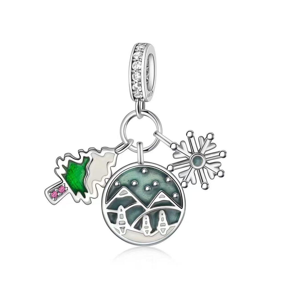Brand New Christmas Copper Metal Santa Claus Snowman Charm Bead Component Bead Components Compatible With Pandora Authentic Original Bracelets Party