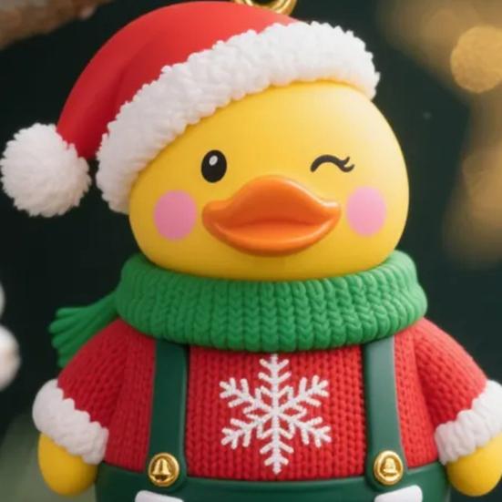Christmas Duck Ornament Xmas Tree Hanging Duck Decoration Cute Resin Duck with Santa Hat for Home Office Holiday Party Decor