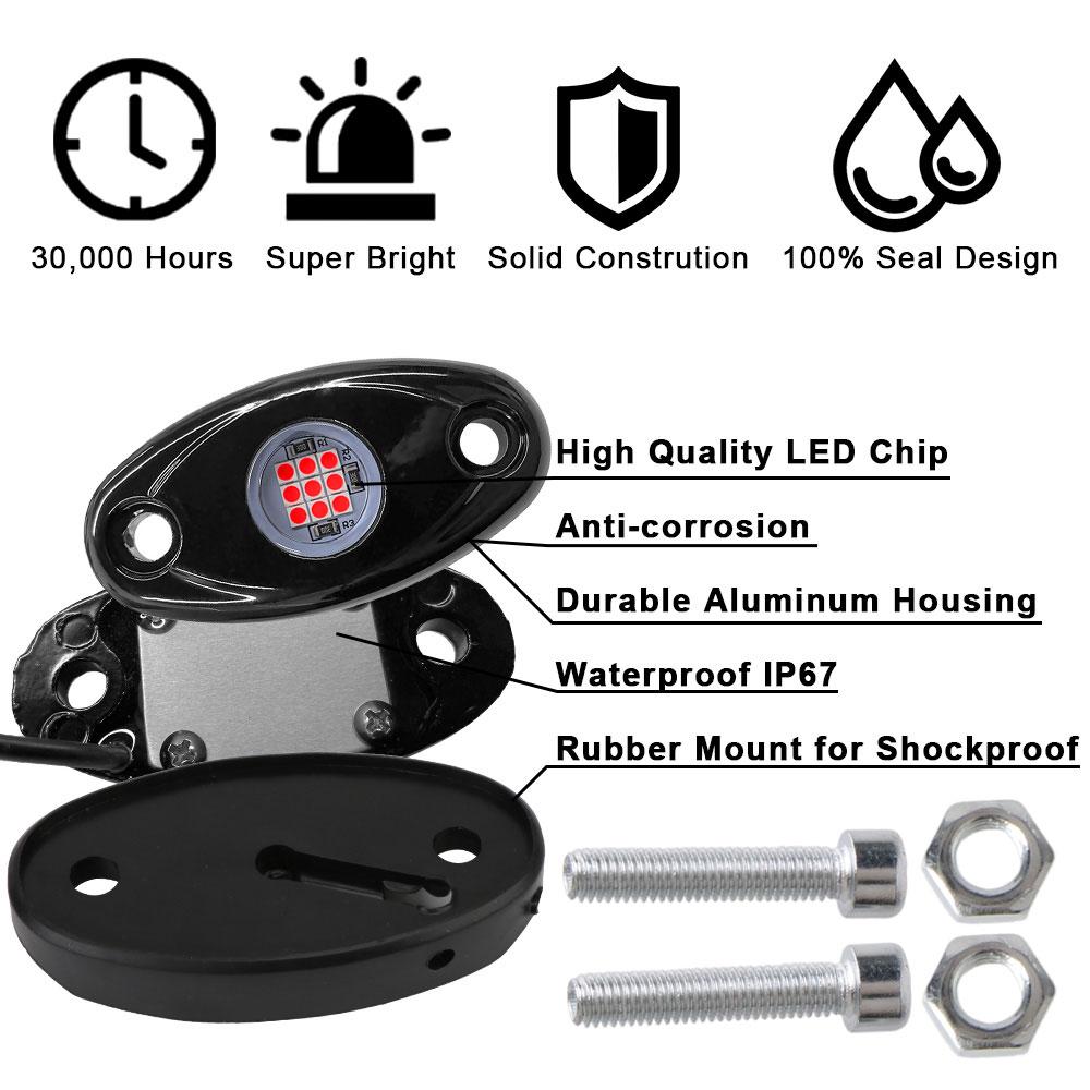 Waterproof LED Rock Lights For Jeep Atv Suv Offroad Car Truck Yacht Trail Rig Lamp 1 Pair 5 Colors Led Neon Light Underbody Glow