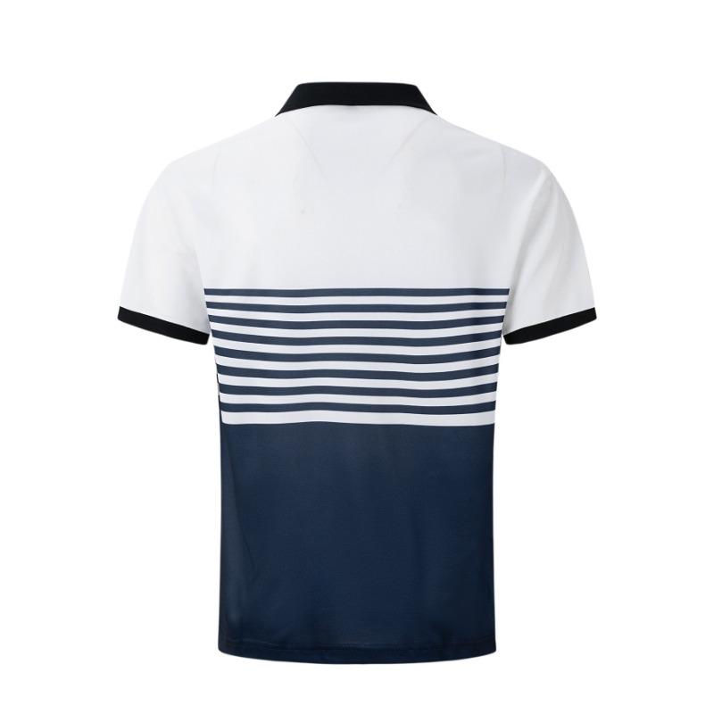 Summer Polo Shirt Zipper Men's Printed Striped Polo Shirt