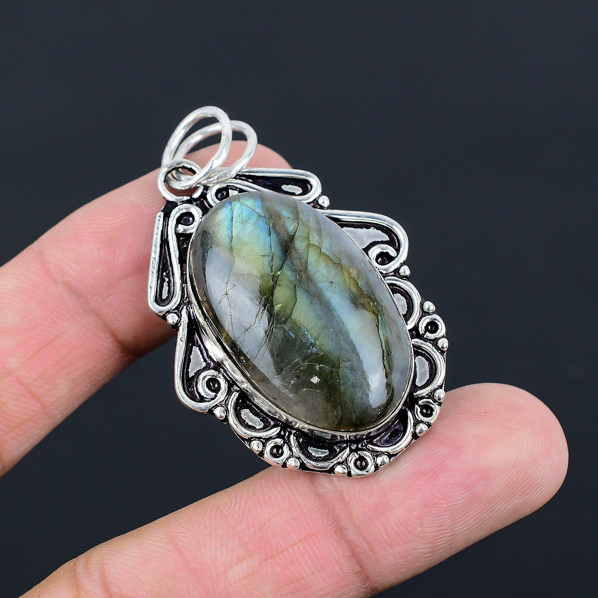 

925 Стерлинговое Серебро Камень Лабрадорит Мать Уникальный Свадебный Новый Подвеска Ювелирные Изделия