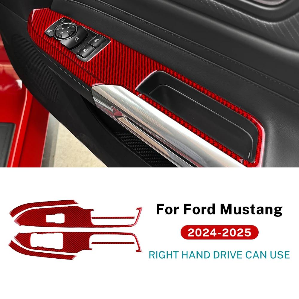 För Ford Mustang Dark Horse EcoBoost GT S650 2024 2025 2026 Äkta Mjuk Kolfiberklistermärke Bil Dörr Fönster Knapp Panel Trim