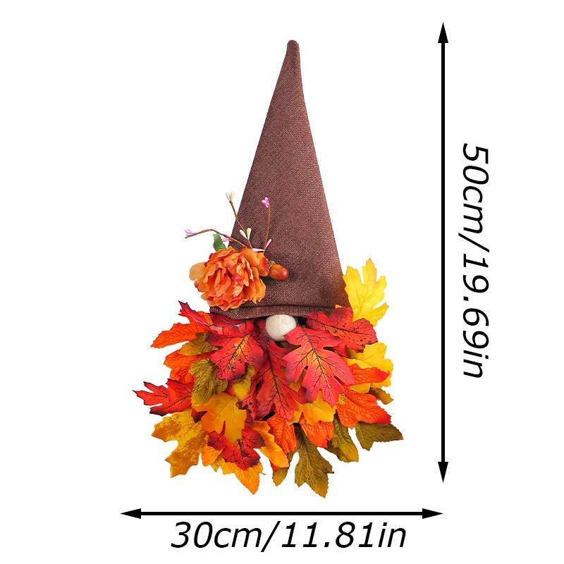 Fall Wreaths for Front Door Gnome Maples Leaf Wreath Thanksgiving Decoration