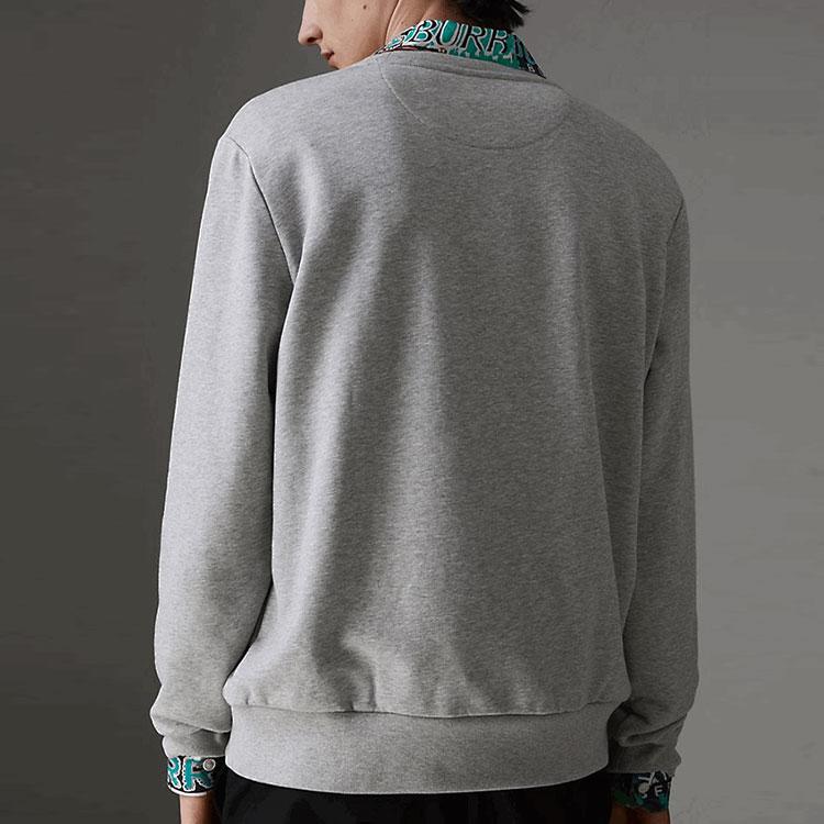 Burberry Sweatshirts Men's Light Heather Gray Crew Neck Moderate Regular 80020361