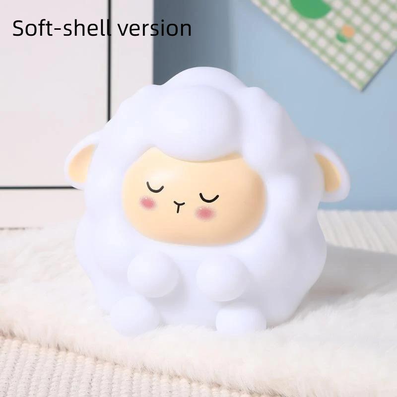 Cartoon Sheep Silicone Tap Recharge Night Light Soft Bedside Sleep Lamp Kids Room Decor Gift Desk Lamp 1Pc