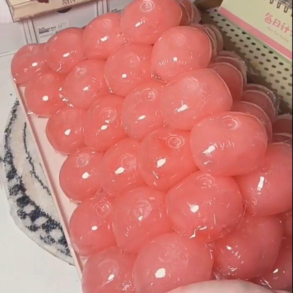 Shapeable Jelly Mochi Squeeze Translucent Pink Sensory Fidget Ball Peach Slushy Squishy  Studen
