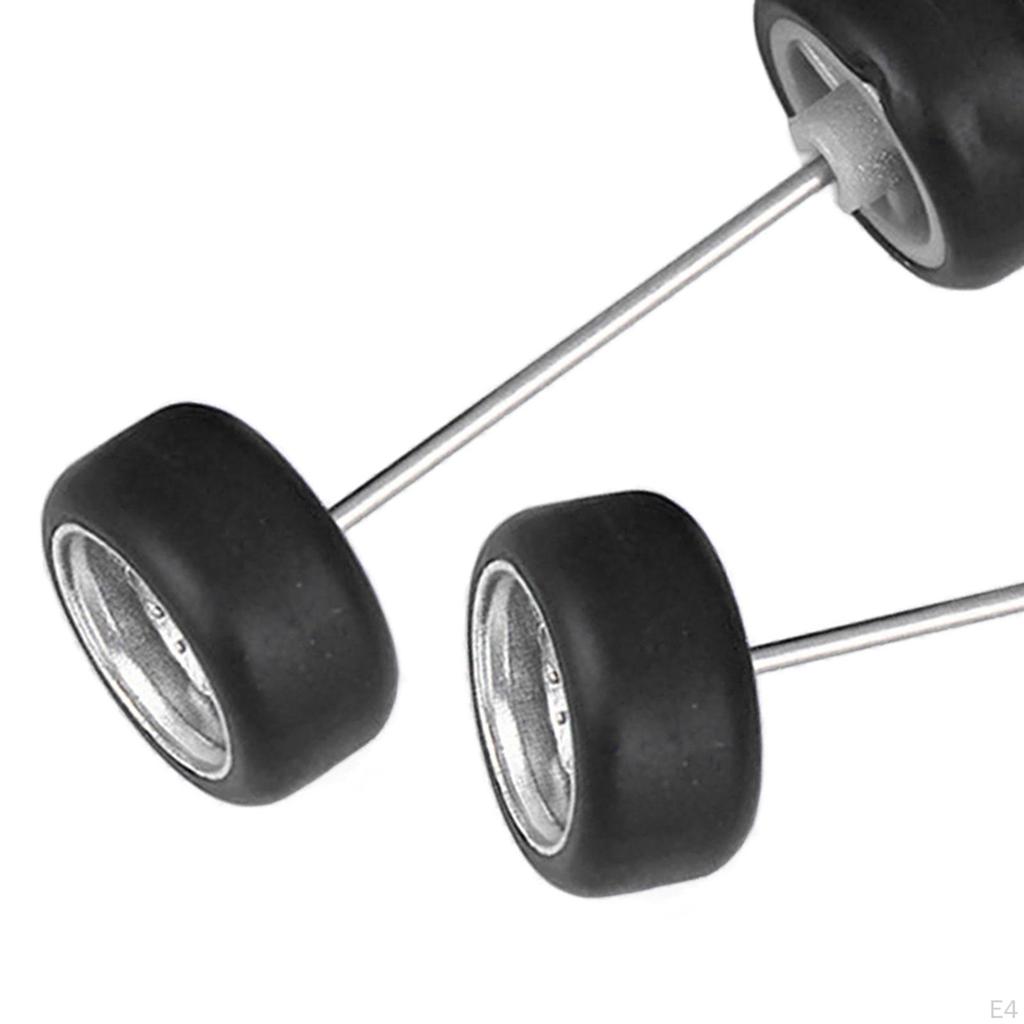 4 Pack 1/64 Scale Wheels with Axles for Diecast Car Models And RC Trucks