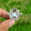Natural Larimar Gemstone 925 Silver Promise Flower Adjustable Ring For Girls
