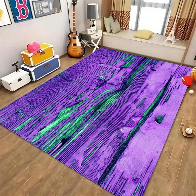 

Flannel Printed Abstract Art Rug Purple Green Pattern Modern Kids Room Decor Soft Floor Mat For Bedroom Playroom And Creative 60x90cm
