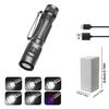 USB Rechargeable LED Flashlight Super Bright 6 Modes XPE Torch with Pen Clip Magnet Work Light Outdoor Camping Fishing Lantern
