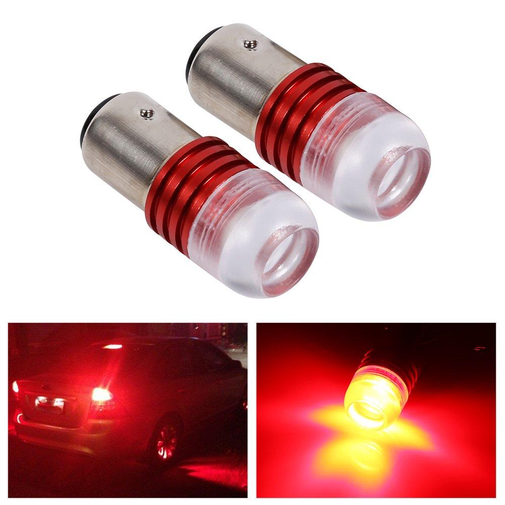 2 st Röda Bilbakljusmonteringar 1157 2357 Stroboskopiskt Blinkande LED-projektorlampa för