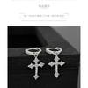 Cross Zircon Stud Earrings Hip Hop Fashion Men Ear Cuff Jewelry