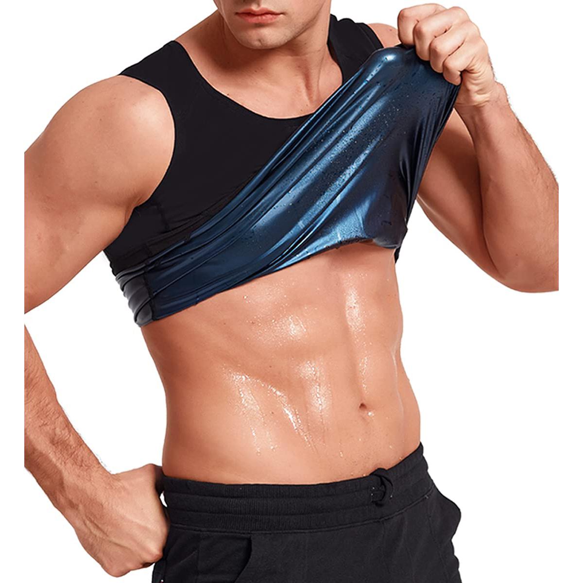 

Костюм для сауны для мужчин, тренажер для талии, спортивный жилет, формирователь тела, пуловер для тренировки, корректирующее белье, топы на бретелях, полимерная рубашка для удержания тепла, рубашка для сауны, толстовка для тренировок L синий