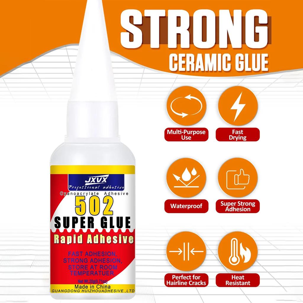 502 Liquid Super Glue for Metal, 20g Clear Instant Thick CA Glue for Stainless Steel Aluminum DIY Crafts and Repairs, Fast Drying High Streng