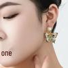 Three-Dimensional Enamel Pearl Flower & Butterfly Earrings, Court Style, Insect Series, 925 Silver Studs for Women