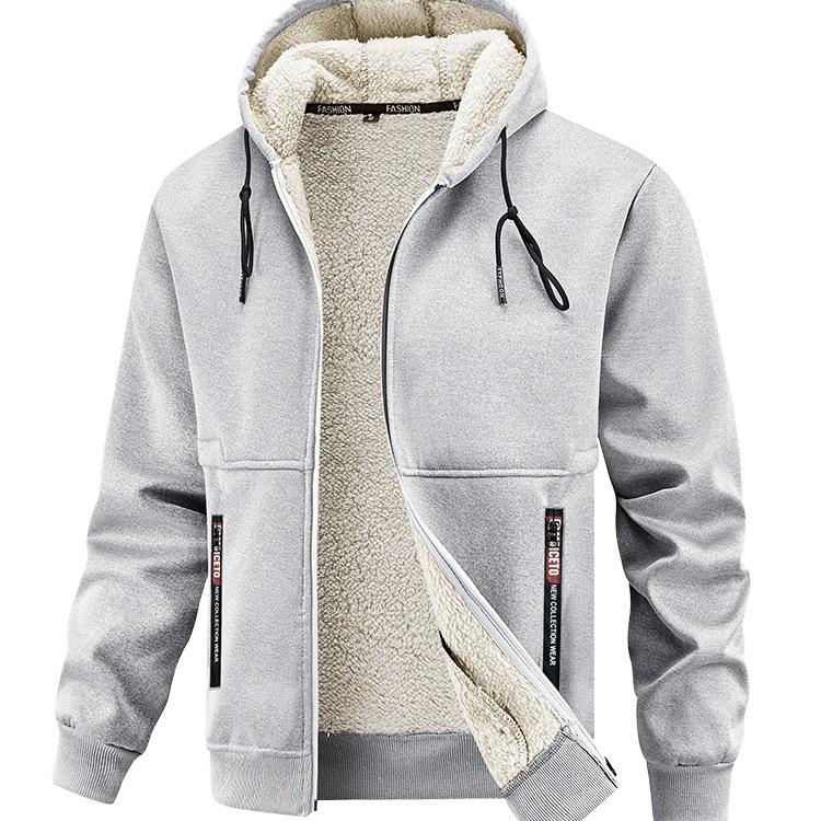 Men's Zip Up Hoodie Jackets Heavyweight Winter Sweatshirt Fleece Sherpa Lined Warm Jacket Outdoor Hooded Windproof Outerwear Coat for Men
