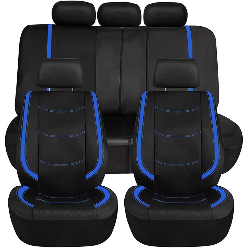 AUTO PLUS Universal Car Seat Cover Set Pu Leather Vehicle Cushion Full Surrounded Protector Fit Most Car Suv Truck  Accessories