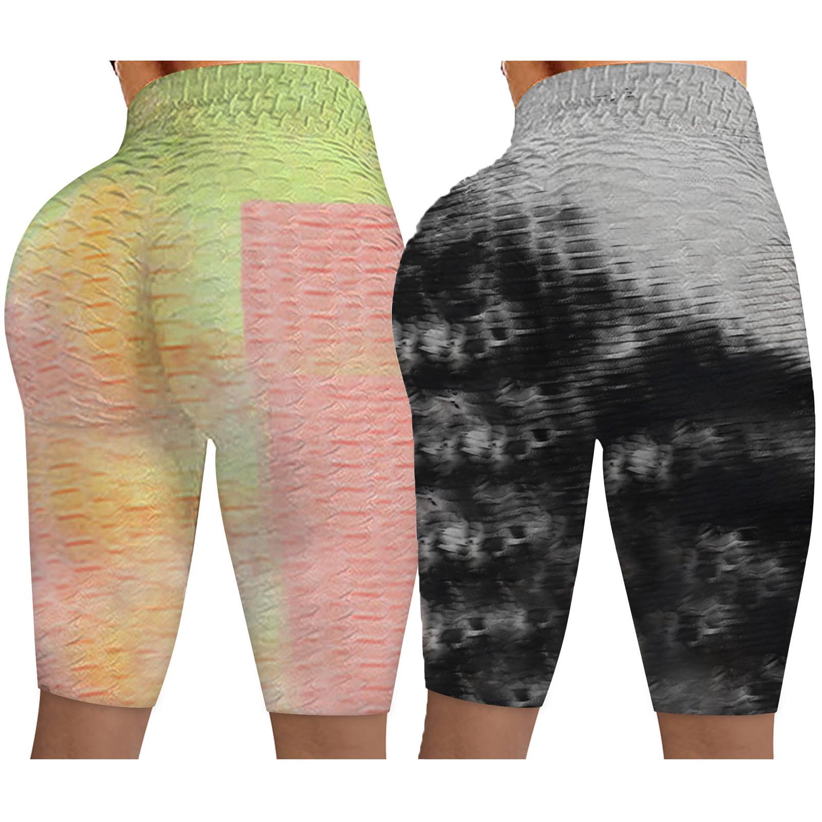 

Women Wrinkled Tie- Leggings Stretch Running Fitness Yoga Pants Biker Shorts M жовтий