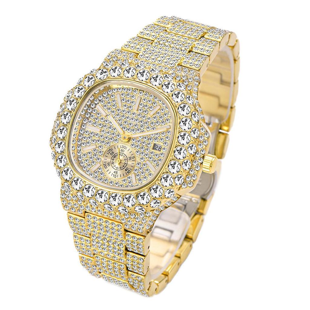 Fashion Iced Out Watches Men Luxury Full Diamond Automatic Date Clock Steel Waterproof Watch Male