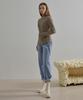ETMON Slit Sleeve Side Strap Knit Top Mocha