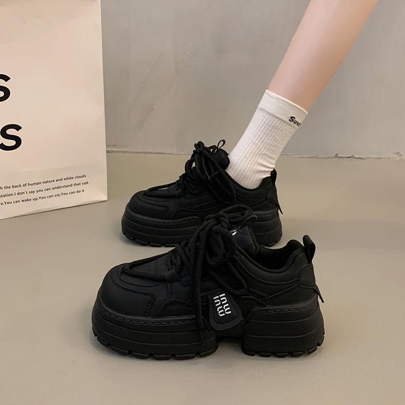 

Premium sense versatile little white shoes heightened thick baseplate shoes women s new spring and autumn muffin casual sports dad shoes 40 чёрный