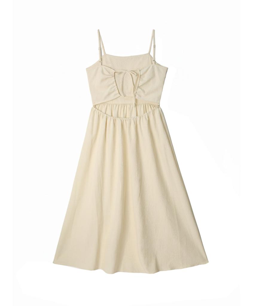 VIKINI VENDER Rachel Shirred Back-Point Long Dress - Cream Yellow
