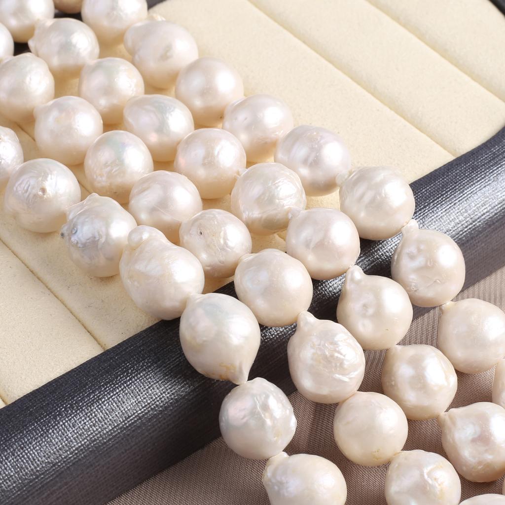 1String, White Natural Freshwater Pearls, Baroque Round Pearl Beads, 11-13mm, for DIY Jewelry Making, Unique Birthday Party Wedding Crafts, 36cm