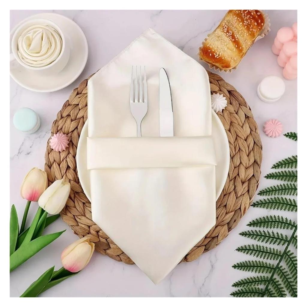 Satin Dinner Napkins  30x30cm Silky Satin Napkin Smooth Square Dinner Napkins Solid Color Table Party Decor(Blue)
