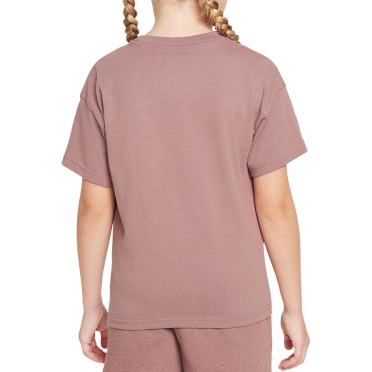 Nike Sportswear Logo Round Neck Loose Comfortable Casual Sports Short Sleeve T-Shirt Kids Tops Smoke-Gray Purple Red FN9668-208