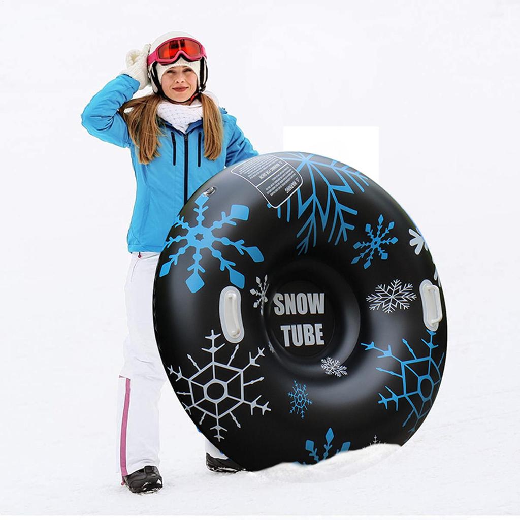 Schneeschlauch Verdicktes PVC Doppelgriff Donut 35.43 Zoll Robuster Aufblasbarer Schlitten Für Weihnachten Vereister Fluss See Skifahren Winterspiel