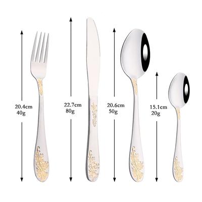 4-teiliges Küchenutensilien-Set, hochglanzpoliert, Besteck-Set, Luxus-Geschirr-Set, Edelstahl, Messer, Gabel, Löffel, Besteck-Set