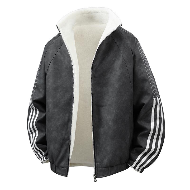 Dm PU Leather Men's Cotton Coat Thickened Double-sided Cotton Coat For Men