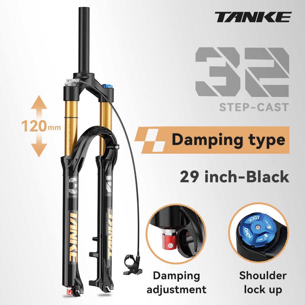 TANKE Bike Fork Rebound Adjustable MTB Air Front Suspension 26/27.5/29 Inch 120mm Travel Quick Release Fork Bicycle Accessories