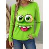 Funny Face 3d Print Long Sleeve T-Shirt Casual Women's Clothing Long Sleeve T-shirt Fashion Casual Oversized Tops Tees Female